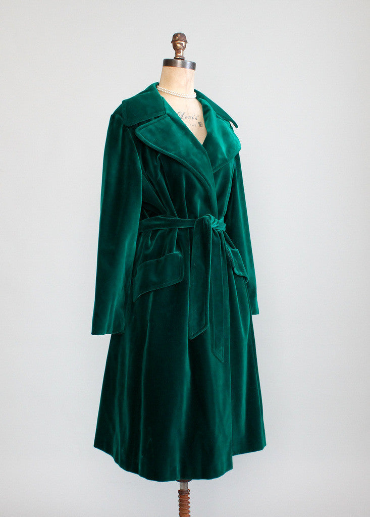 Vintage 1970s Emerald Green Velvet Wrap ...